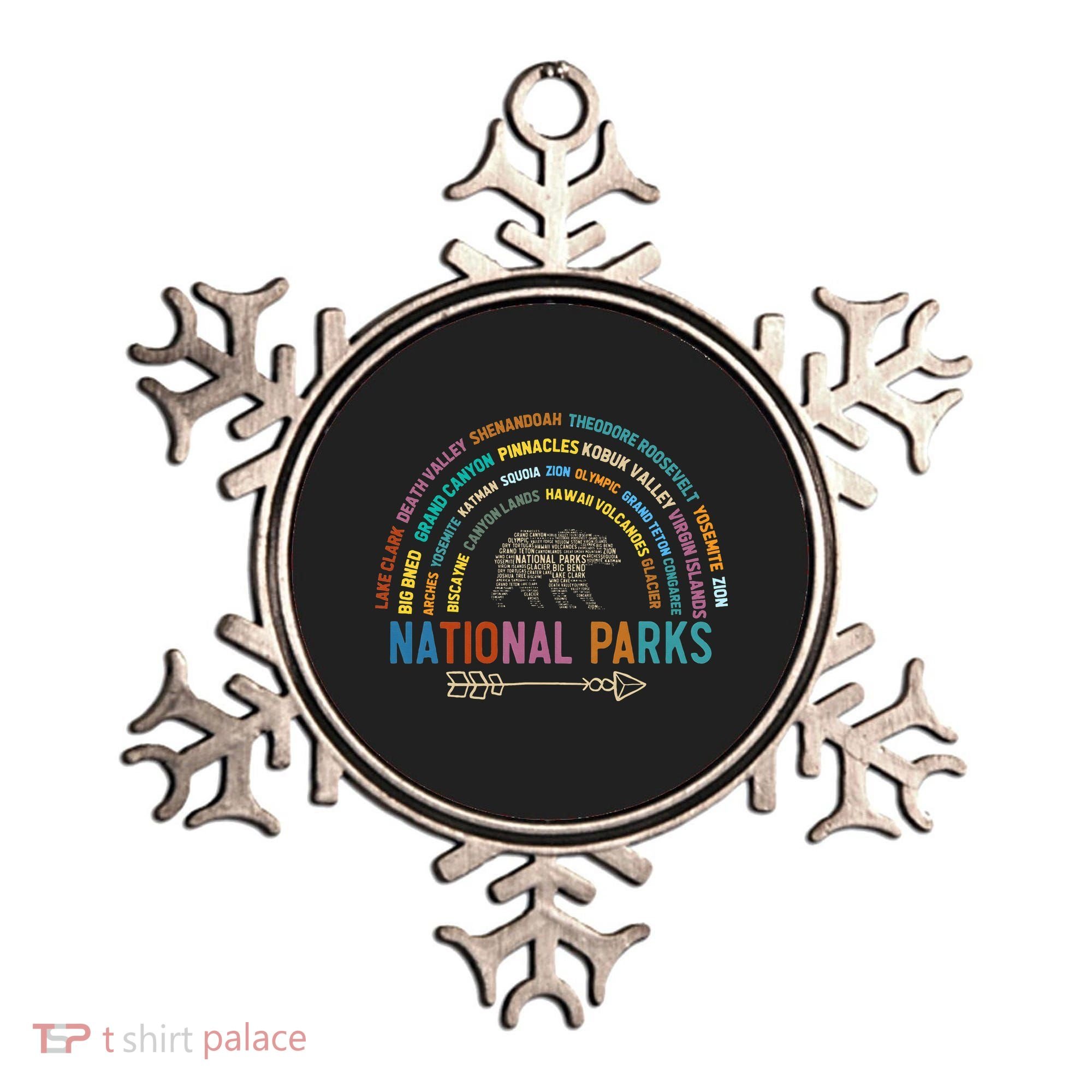National Parks USA List Word Cloud Bear Camping Ornament
