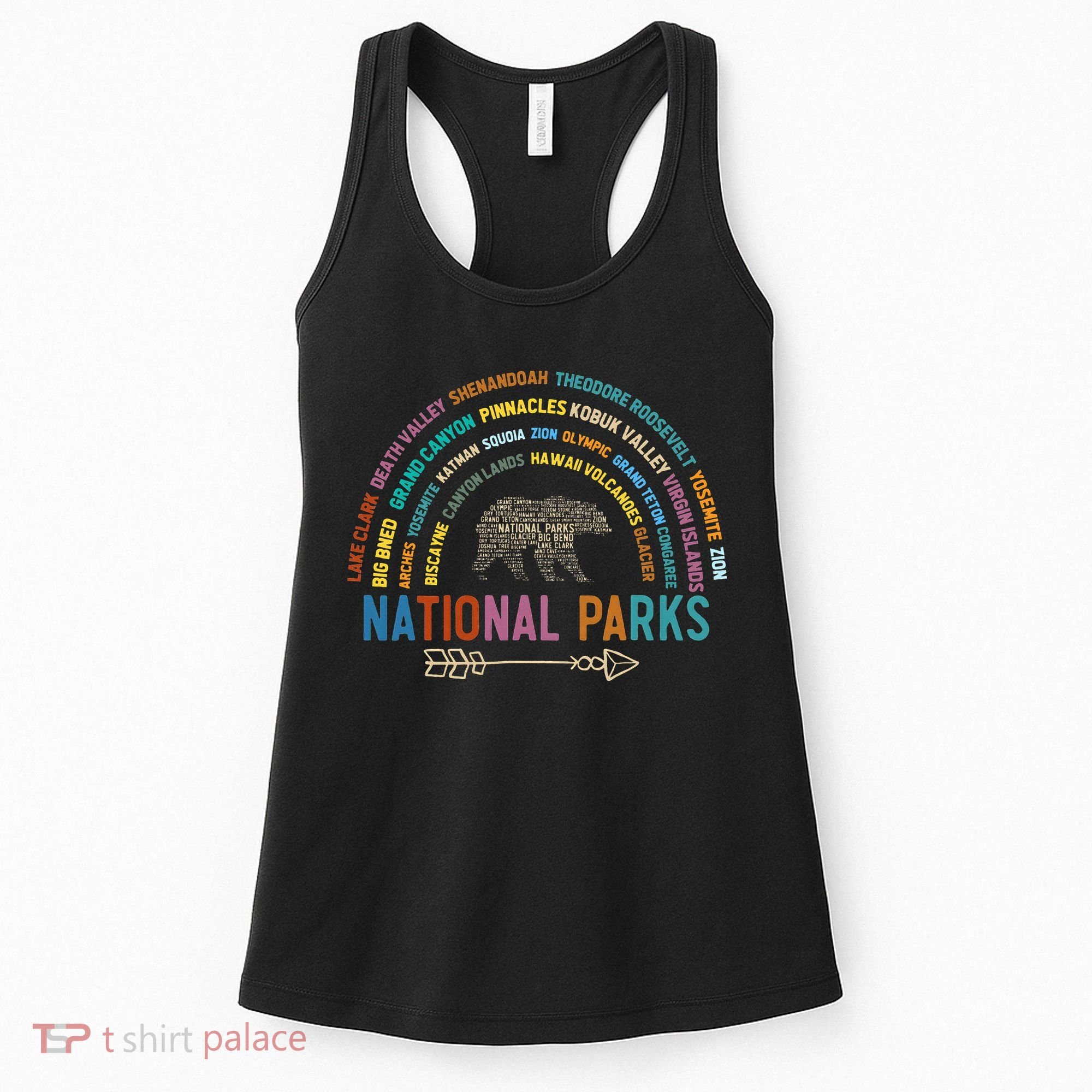 National Parks USA List Word Cloud Bear Camping Women's Tank Top