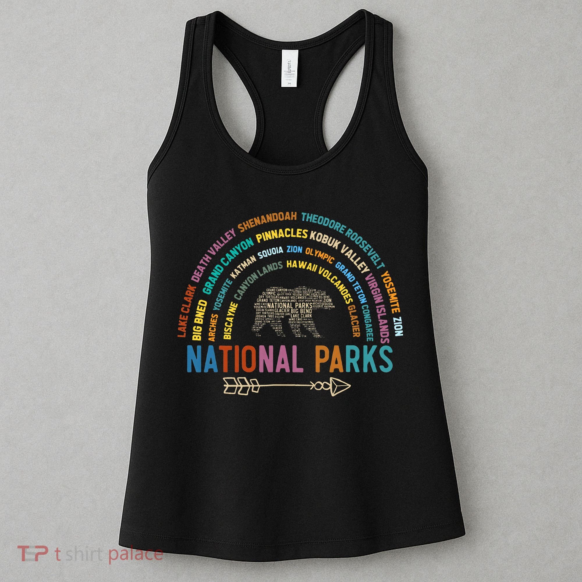 National Parks USA List Word Cloud Bear Camping Women's Tank Top