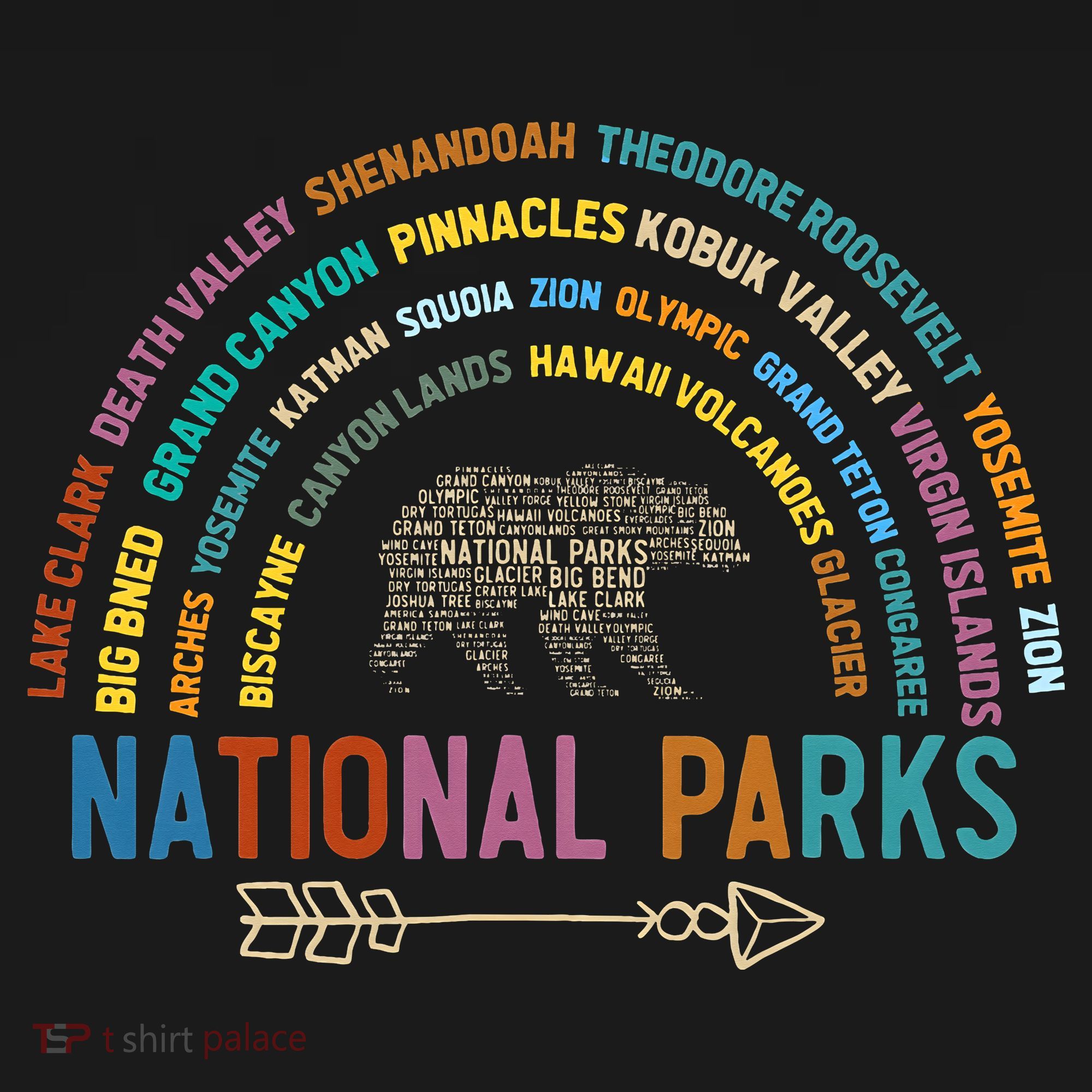 National Parks USA List Word Cloud Bear Camping Women's Tank Top