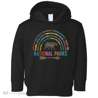 National Parks USA List Word Cloud Bear Camping Toddler Hoodie