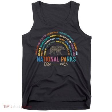 National Parks USA List Word Cloud Bear Camping Tank Top