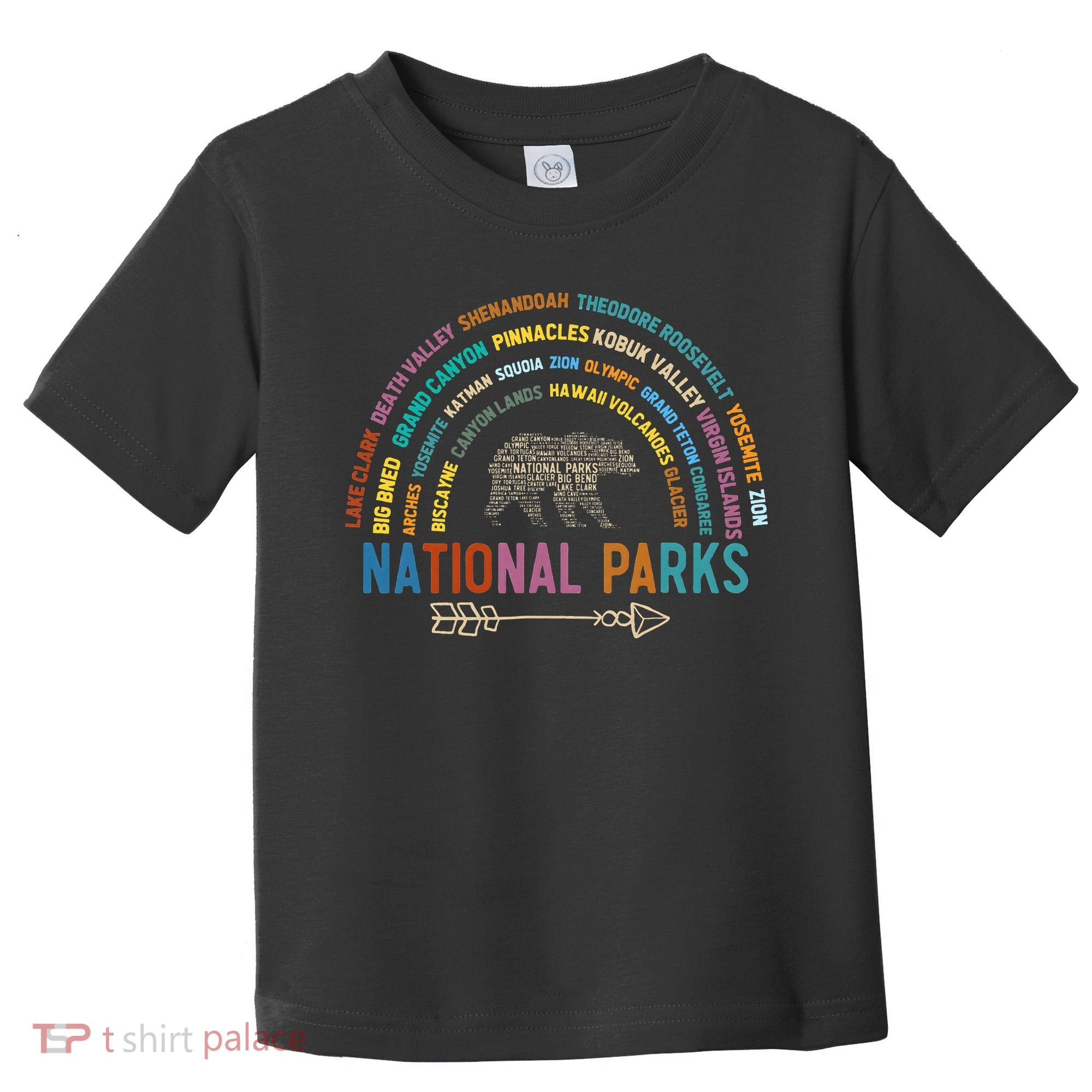 National Parks USA List Word Cloud Bear Camping Toddler T-Shirt