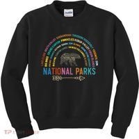 National Parks USA List Word Cloud Bear Camping Kids Sweatshirt thumb 0