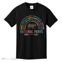 National Parks USA List Word Cloud Bear Camping Kids T-Shirt thumb 0