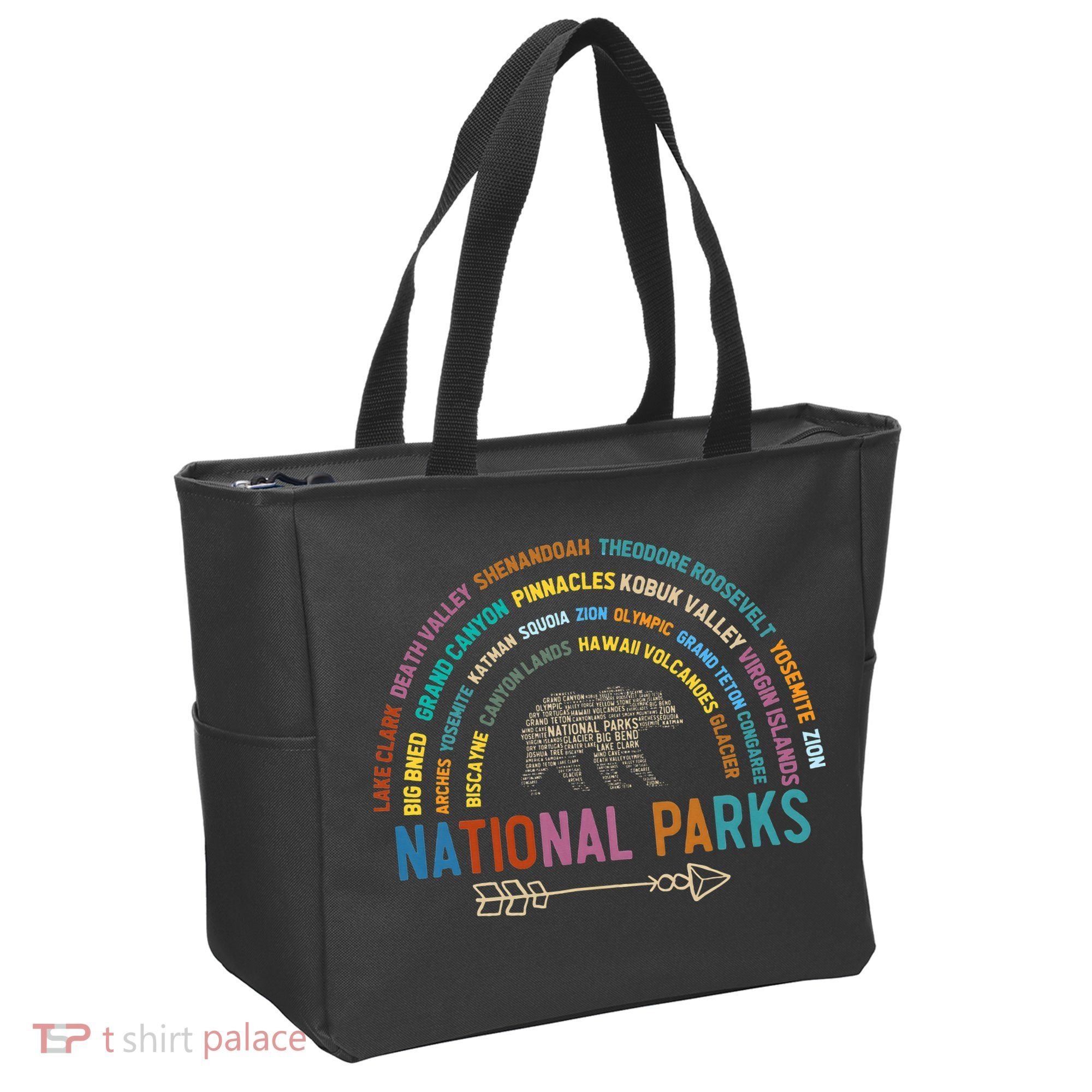 National Parks USA List Word Cloud Bear Camping Tote Bag
