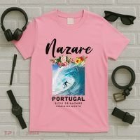 Nazare Portugal Vintage Surfing Cute Gift T-Shirt thumb 5