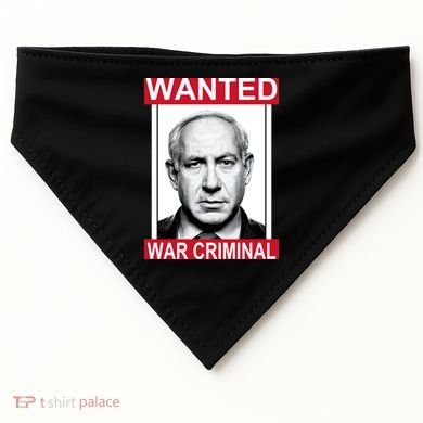 Netanyahu Parody Wanted Poster Bibi USA-Made Doggie Bandana