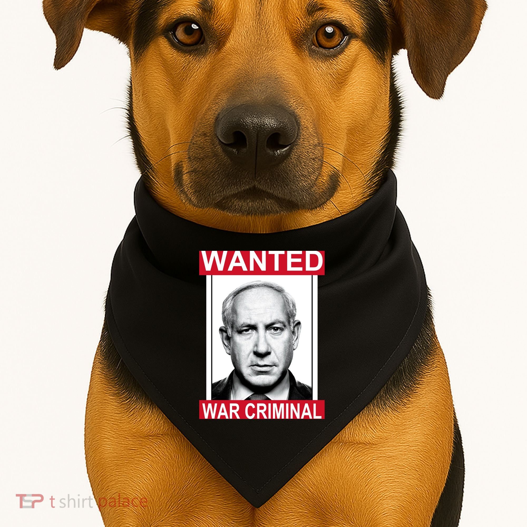 Netanyahu Parody Wanted Poster Bibi USA-Made Doggie Bandana