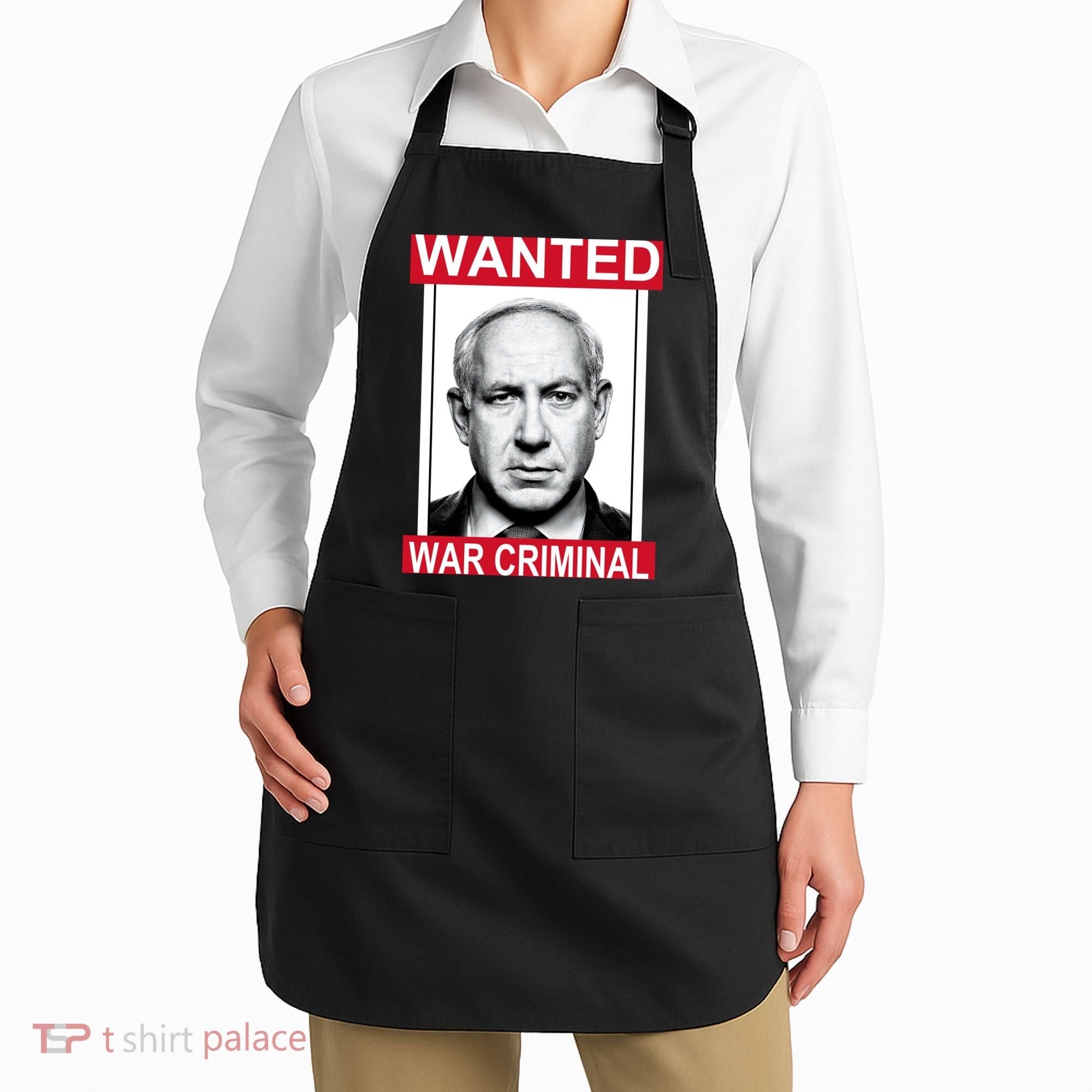 Netanyahu Parody Wanted Poster Bibi Apron