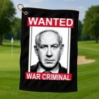 Netanyahu Parody Wanted Poster Bibi Golf Towel thumb 1