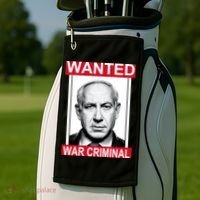 Netanyahu Parody Wanted Poster Bibi Golf Towel thumb 2