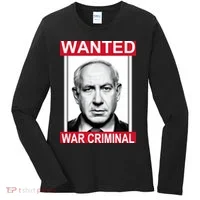 Netanyahu Parody Wanted Poster Bibi Women's Long Sleeve Shirt thumb 0