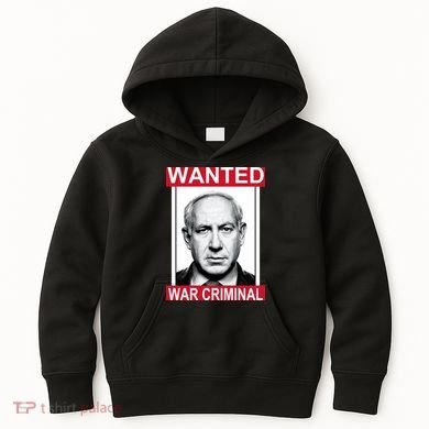 Netanyahu Parody Wanted Poster Bibi Kids Hoodie