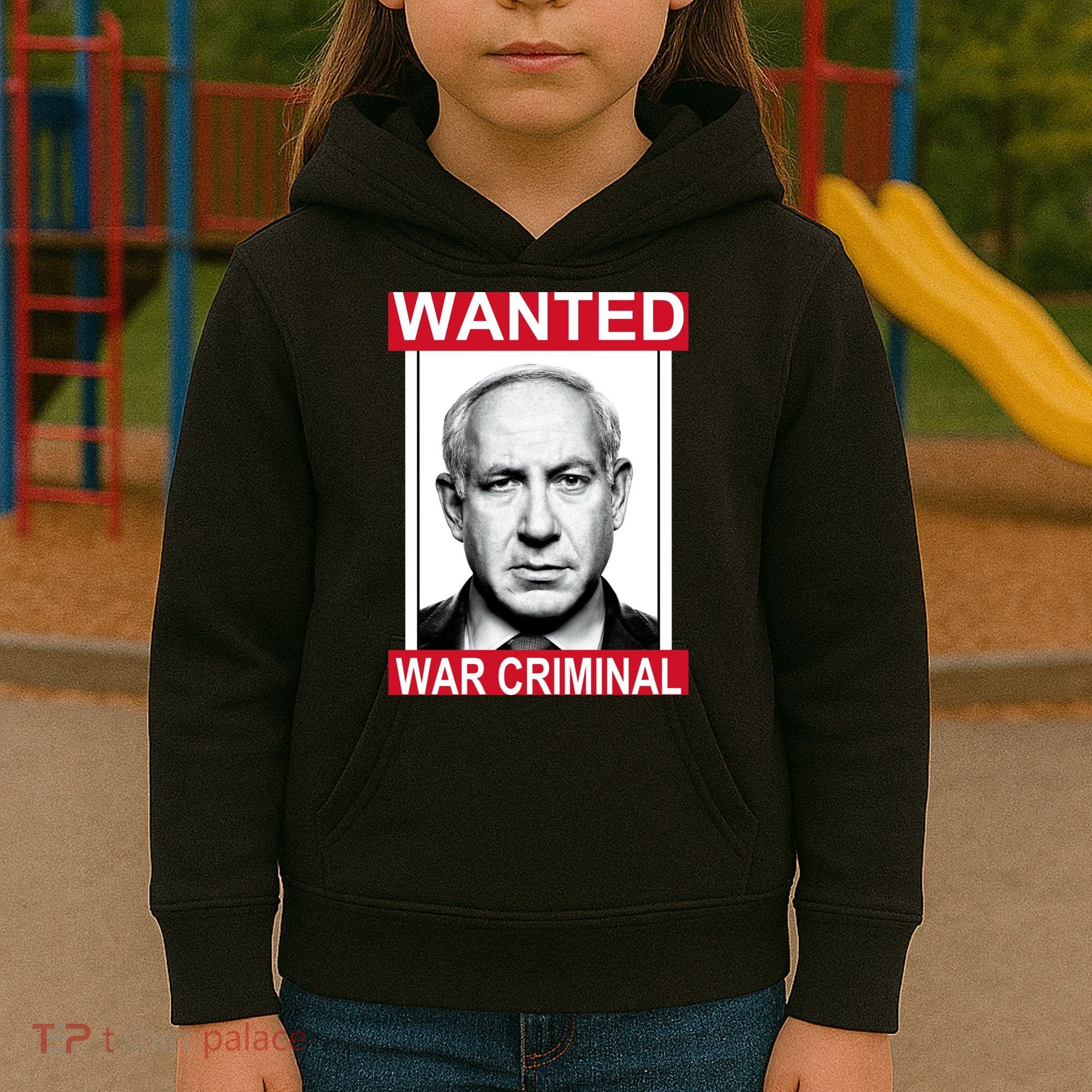 Netanyahu Parody Wanted Poster Bibi Kids Hoodie