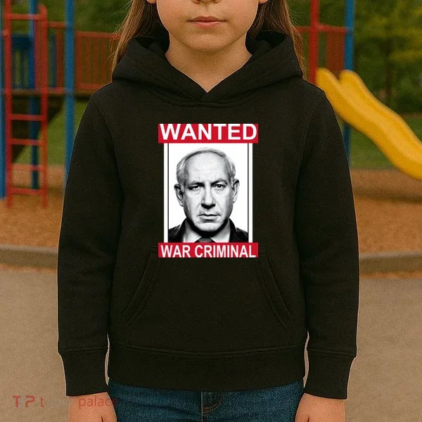 Netanyahu Parody Wanted Poster Bibi Kids Hoodie