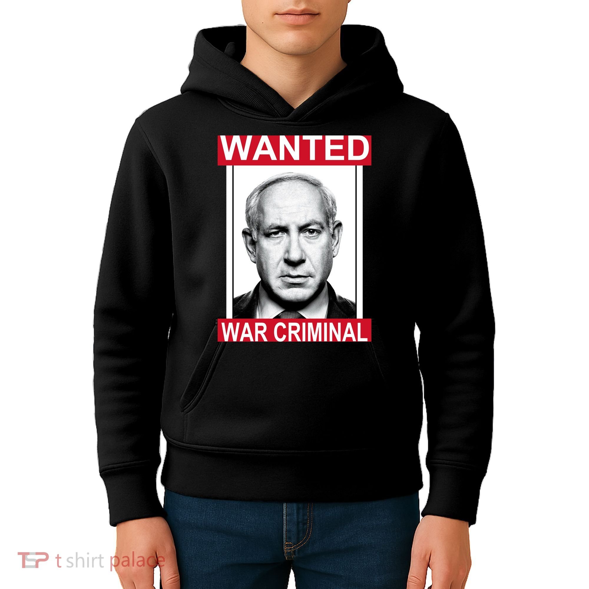 Netanyahu Parody Wanted Poster Bibi Kids Hoodie