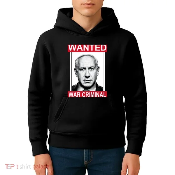 Netanyahu Parody Wanted Poster Bibi Kids Hoodie