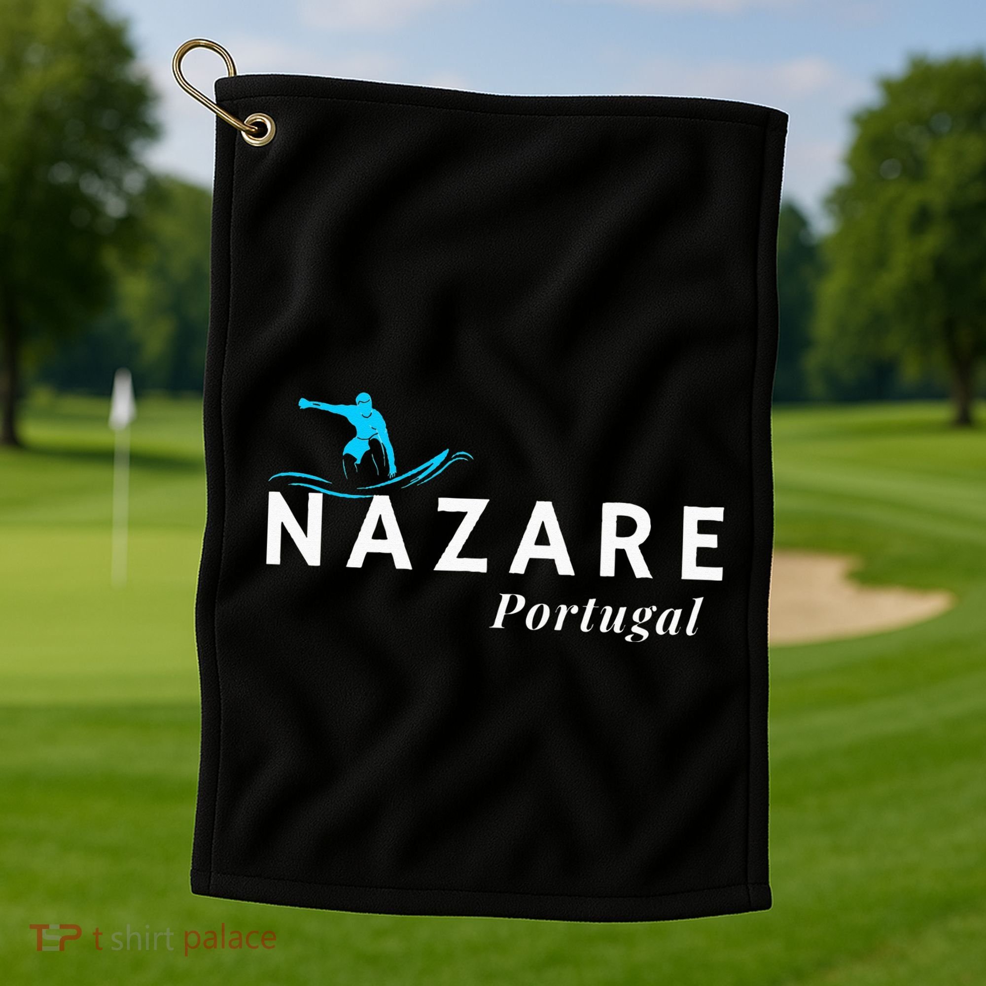 Nazare Portugal Wave Surf Surfing Surfer Golf Towel