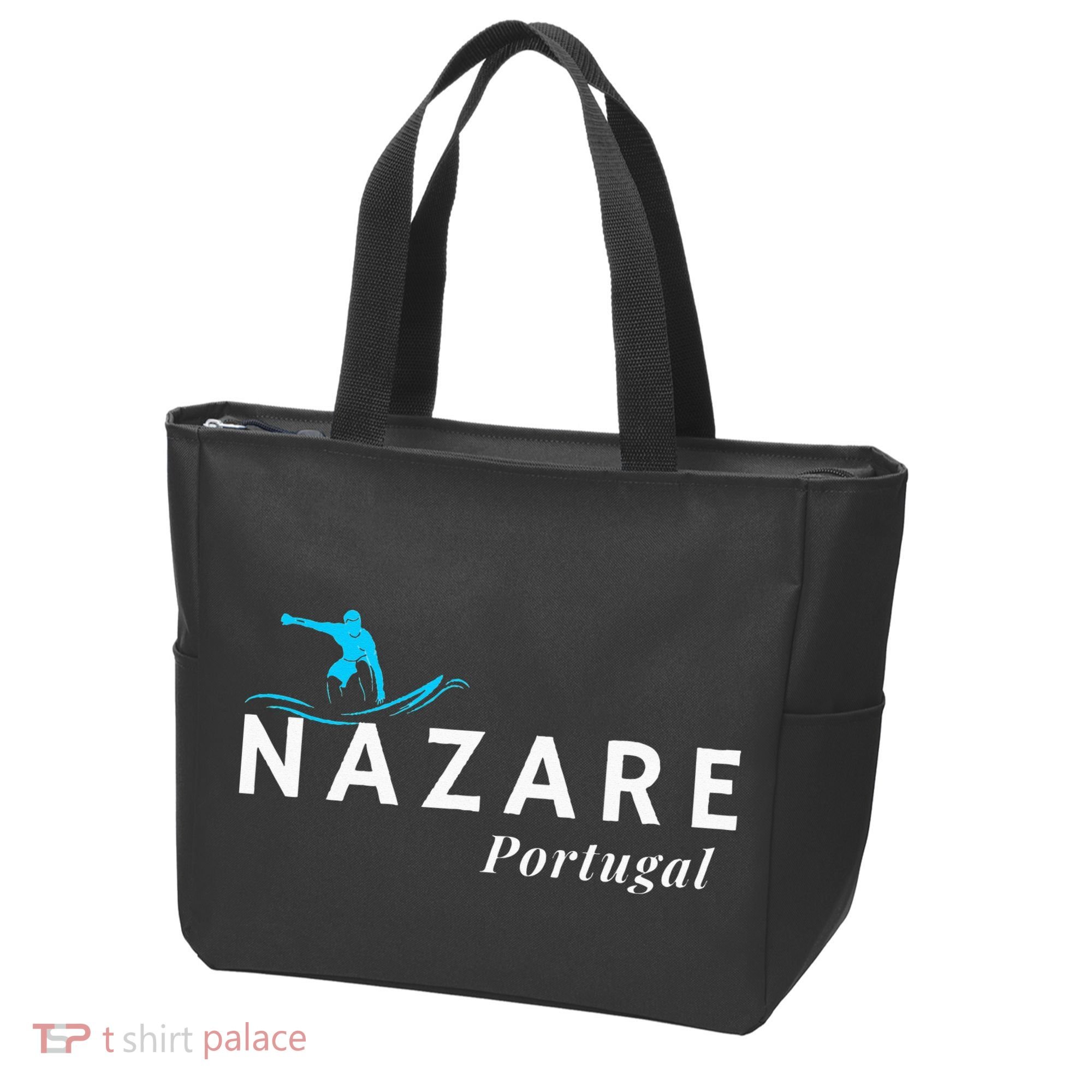 Nazare Portugal Wave Surf Surfing Surfer Tote Bag