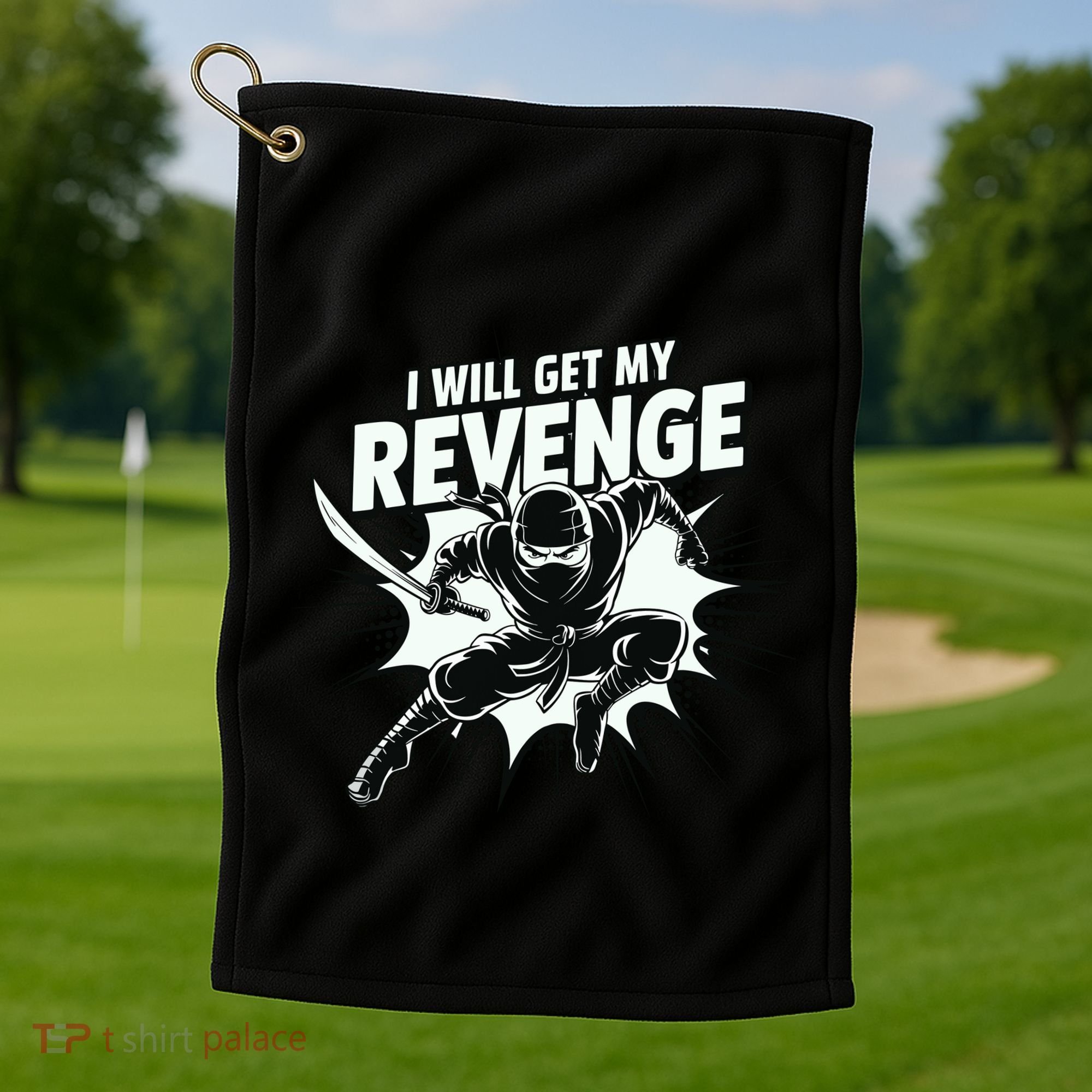Ninja Revenge Comic Action Golf Towel