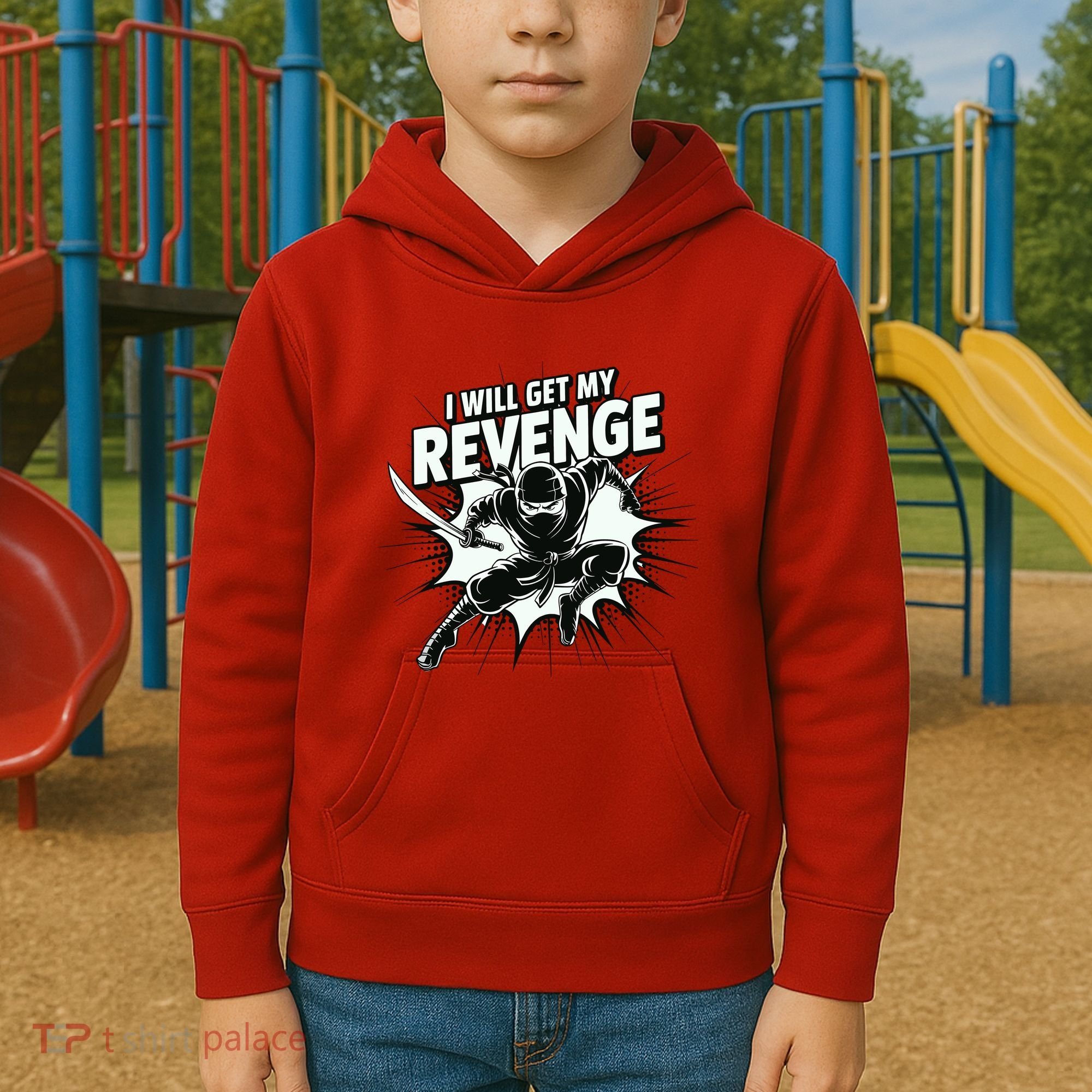 Ninja Revenge Comic Action Kids Hoodie