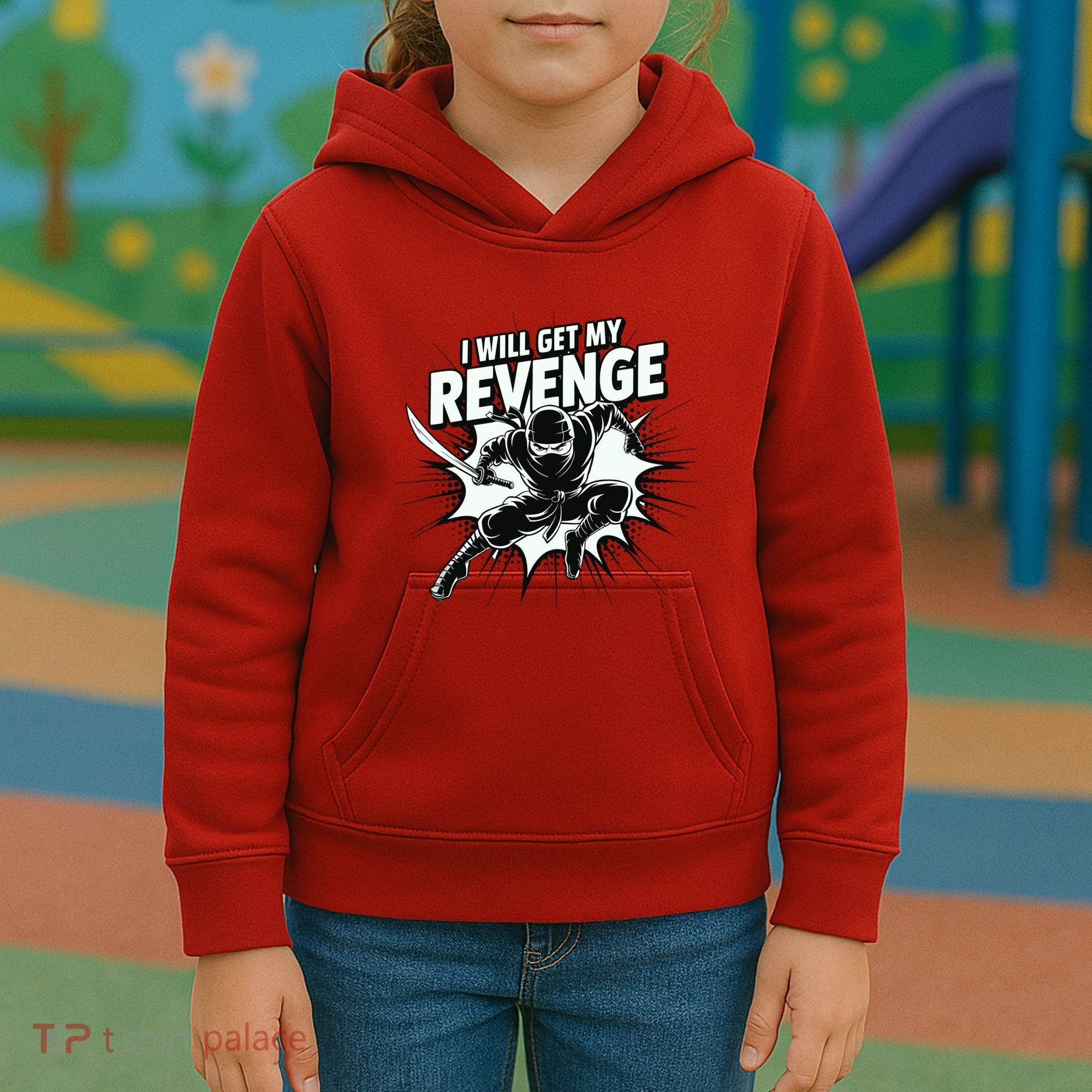 Ninja Revenge Comic Action Kids Hoodie