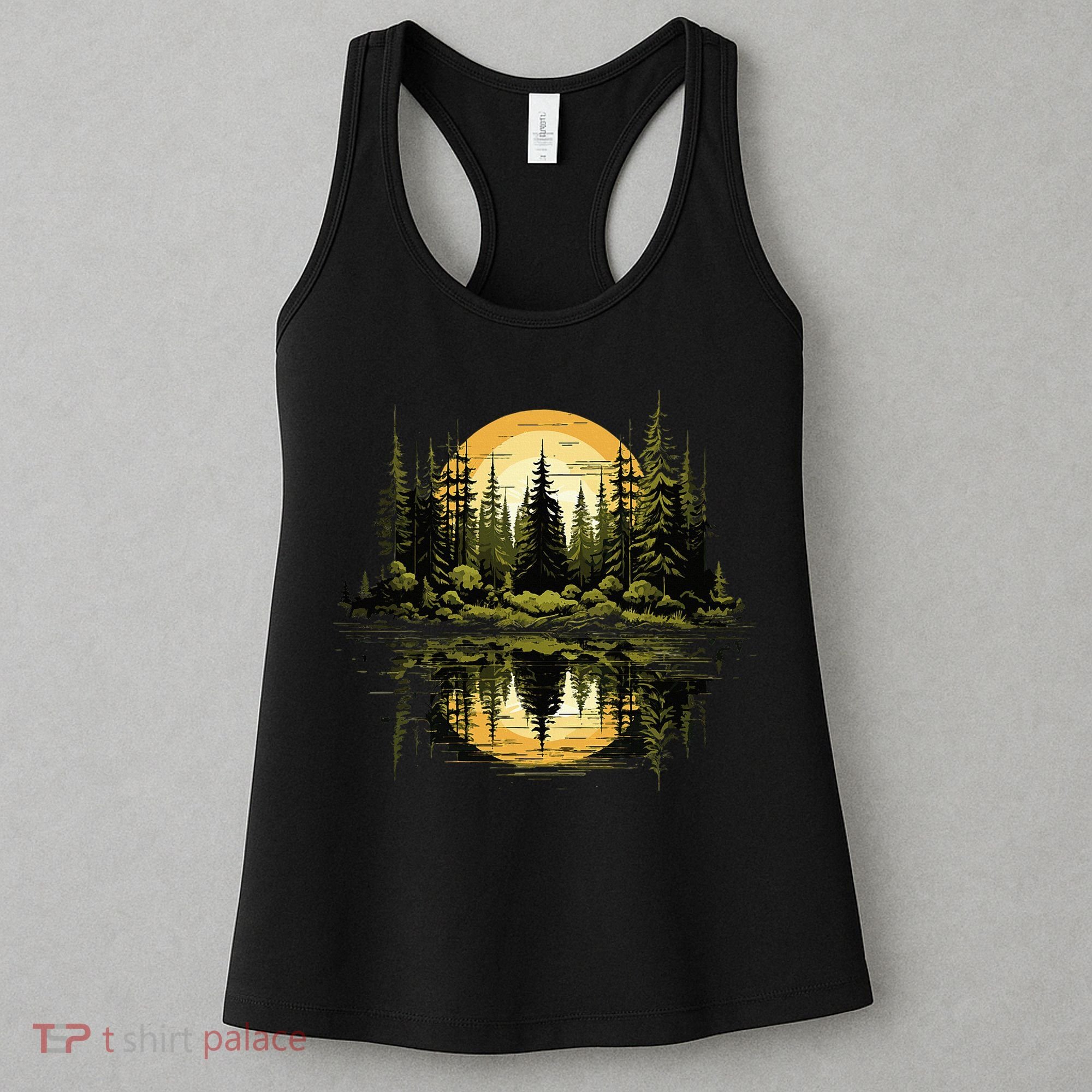 Nature Reflection Forest Trees Outdoor Wildlife Women's Tank Top