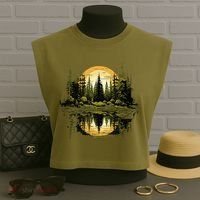 Nature Reflection Forest Trees Outdoor Wildlife Garment-Dyed Women's Muscle Tee thumb 3