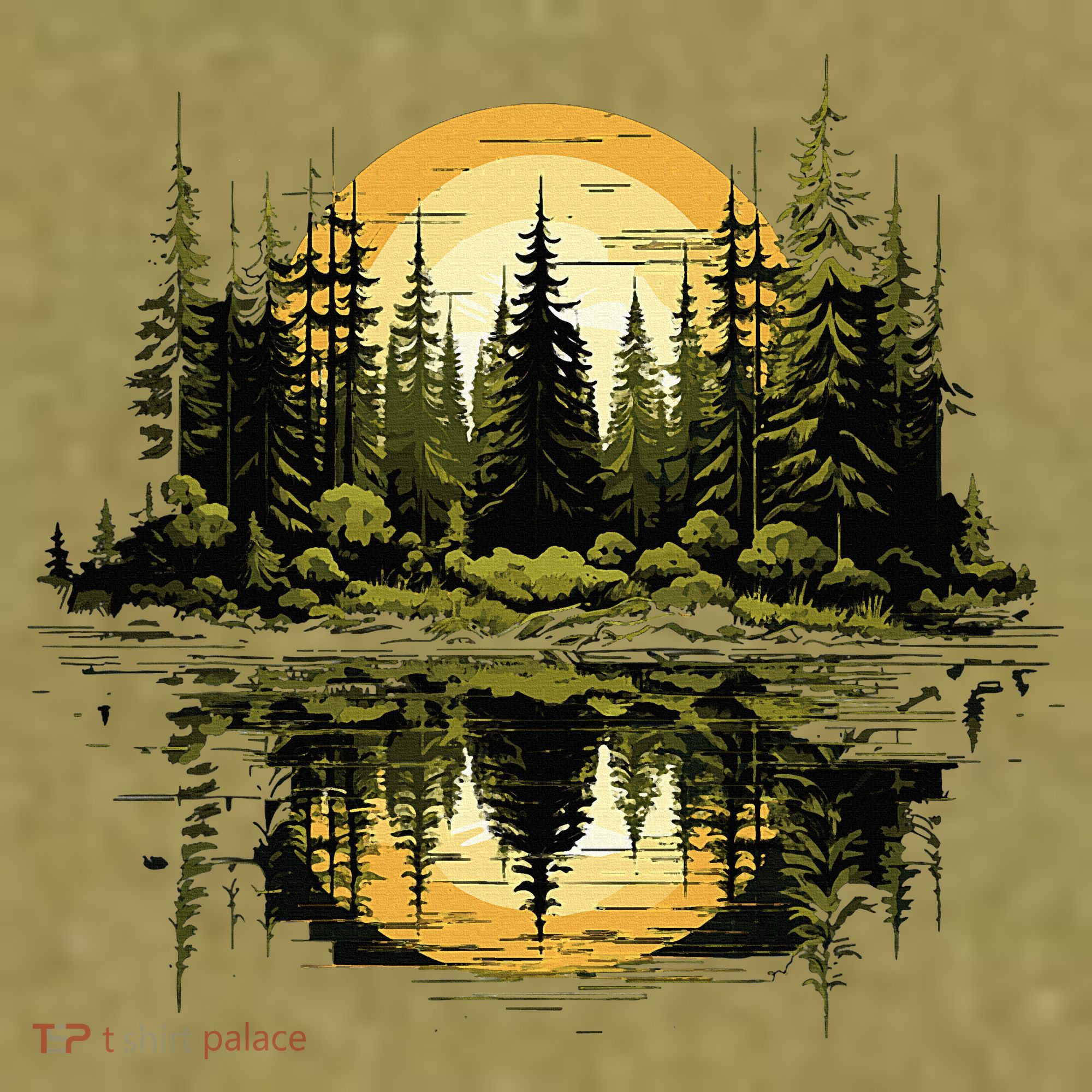 Nature Reflection Forest Trees Outdoor Wildlife Garment-Dyed Women's Muscle Tee