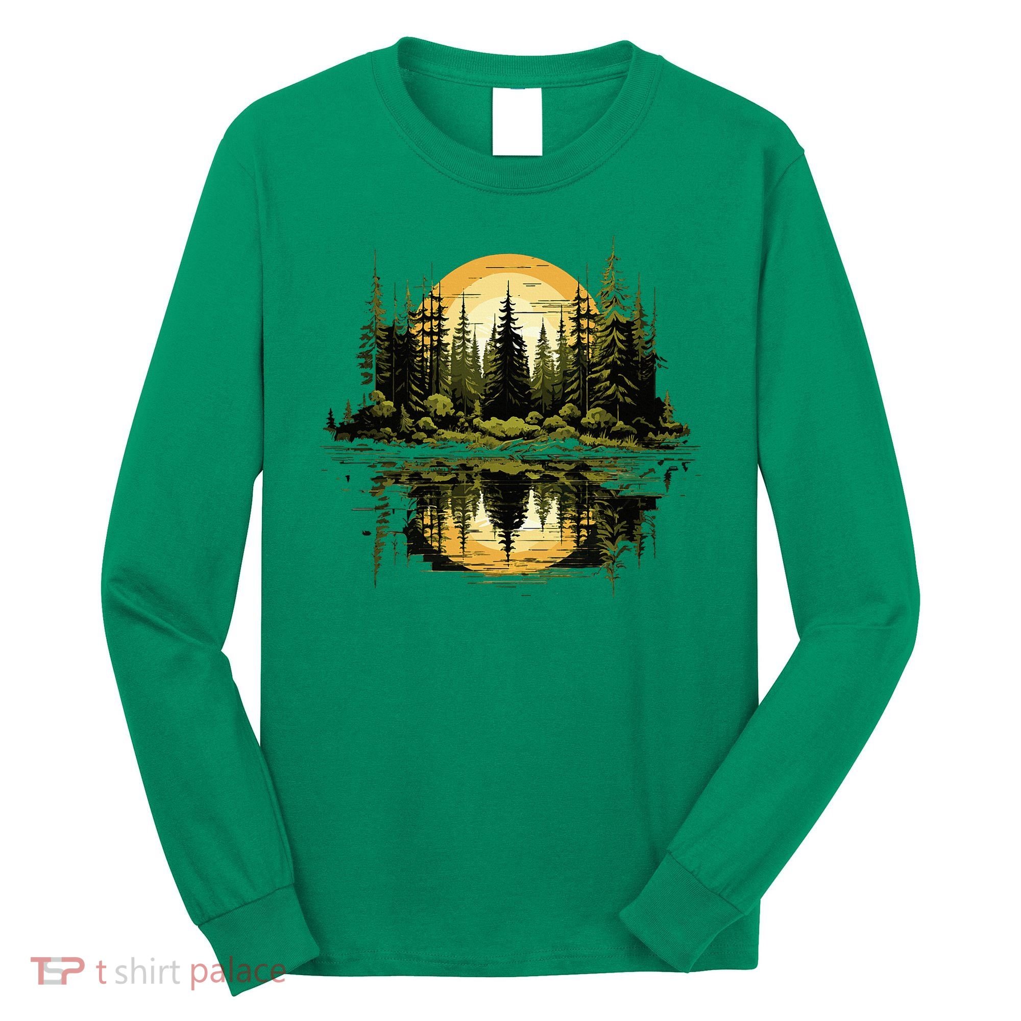 Nature Reflection Forest Trees Outdoor Wildlife Long Sleeve Shirt
