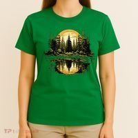 Nature Reflection Forest Trees Outdoor Wildlife T-Shirt thumb 4
