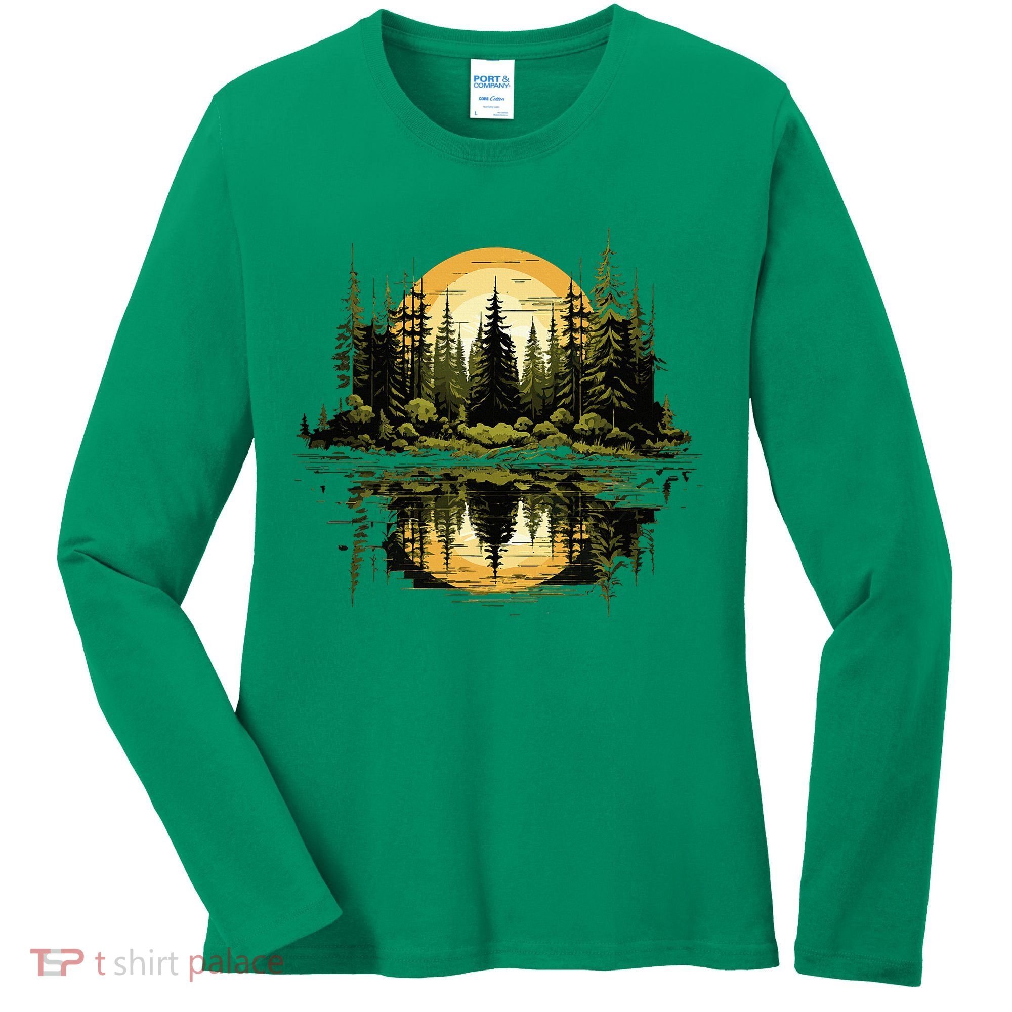 Nature Reflection Forest Trees Outdoor Wildlife Women's Long Sleeve Shirt