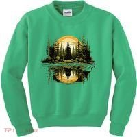 Nature Reflection Forest Trees Outdoor Wildlife Kids Sweatshirt thumb 0