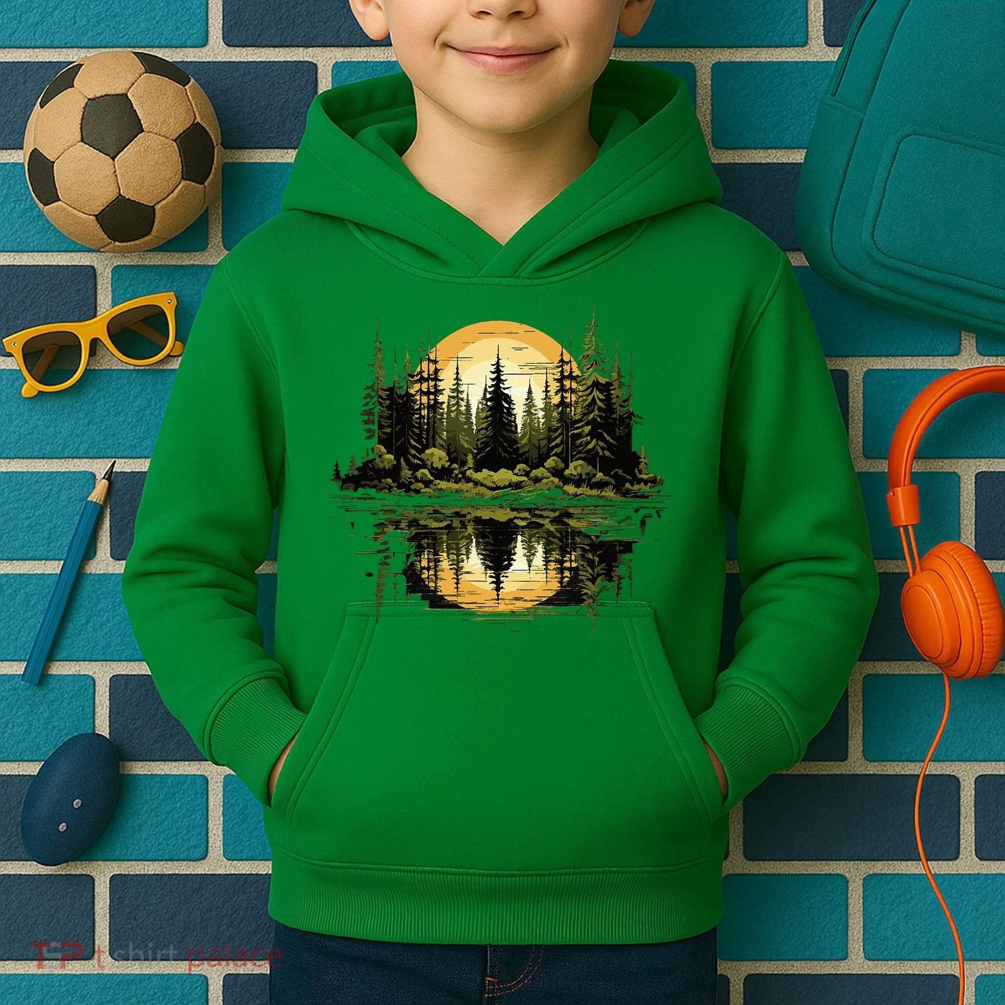 Nature Reflection Forest Trees Outdoor Wildlife Kids Hoodie