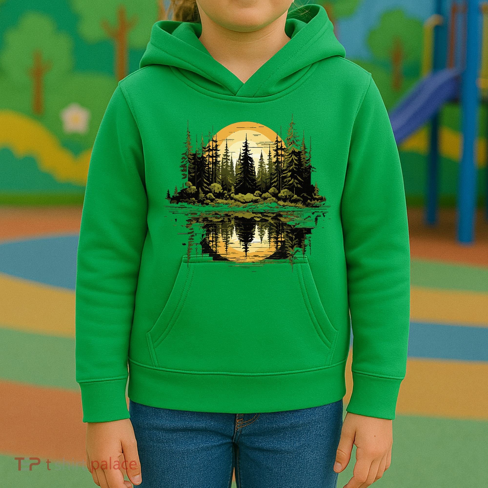 Nature Reflection Forest Trees Outdoor Wildlife Kids Hoodie