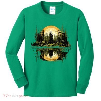 Nature Reflection Forest Trees Outdoor Wildlife Kids Long Sleeve Shirt