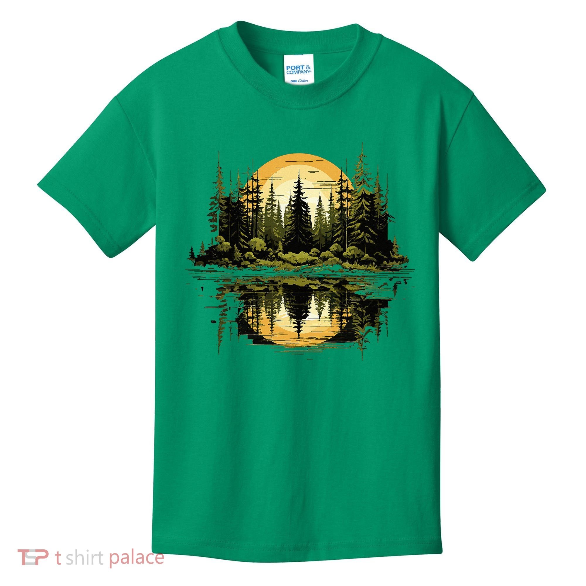 Nature Reflection Forest Trees Outdoor Wildlife Kids T-Shirt