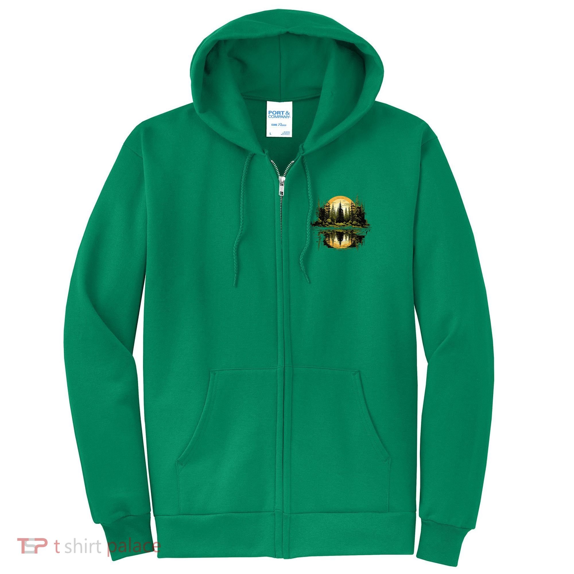 Nature Reflection Forest Trees Outdoor Wildlife Full Zip Hoodie