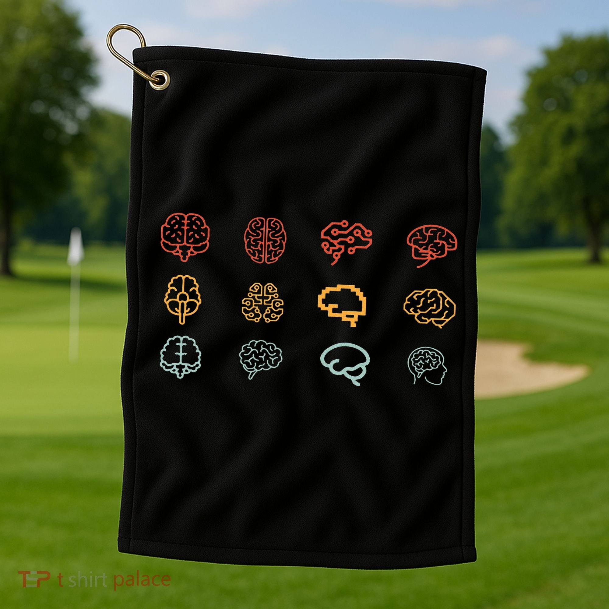 neuroscience retro graphic brain science for neurologist Golf Towel