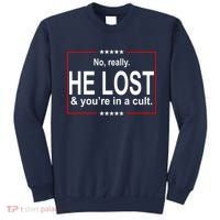 No Really He Lost And You're In A Cult Sweatshirt thumb 0