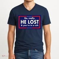 No Really He Lost & You're In A Cult. V-Neck T-Shirt thumb 2