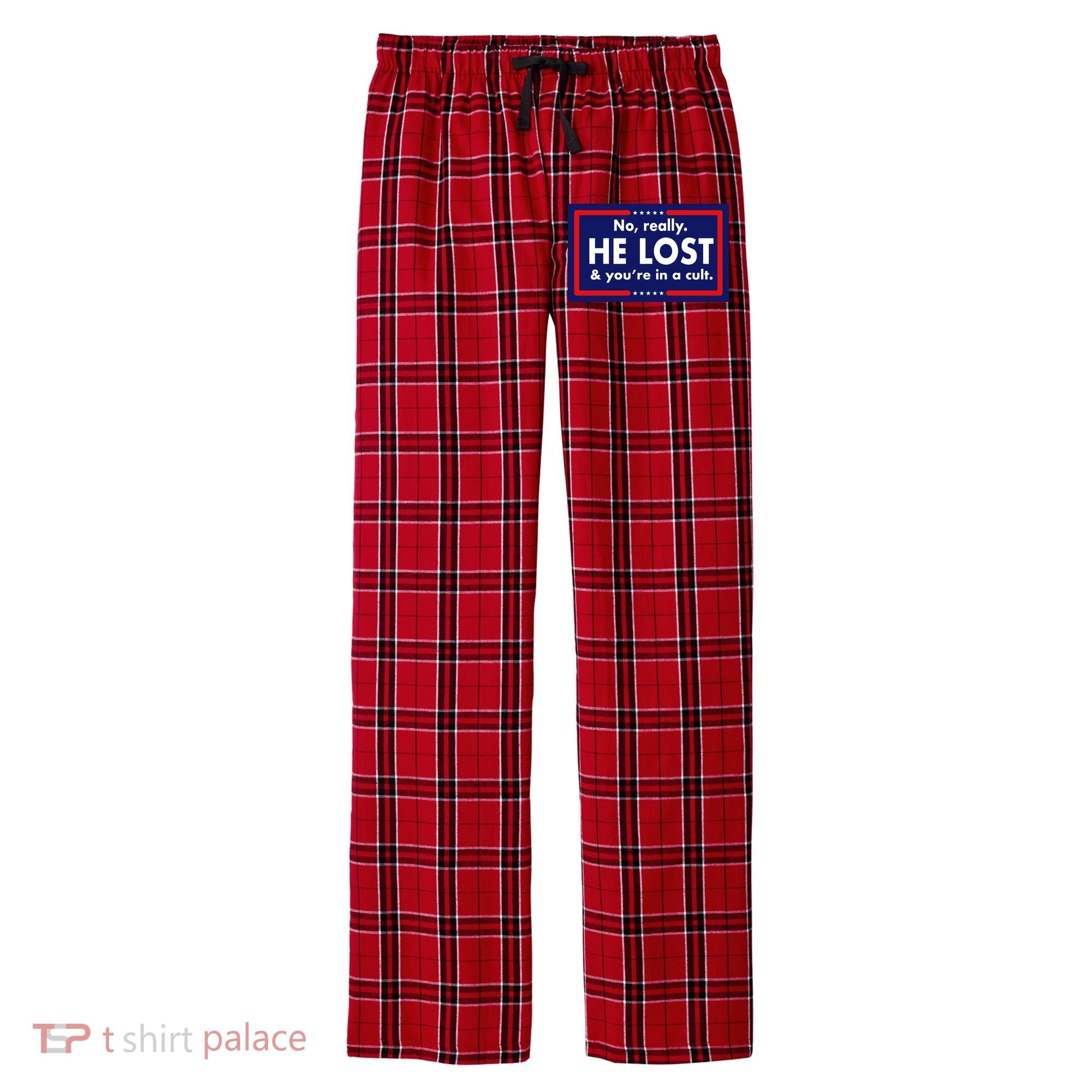 No Really He Lost & You're In A Cult. Men's Flannel Plaid Pajama Pants