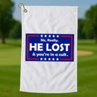 No Really He Lost & You're In A Cult Golf Towel thumb 1