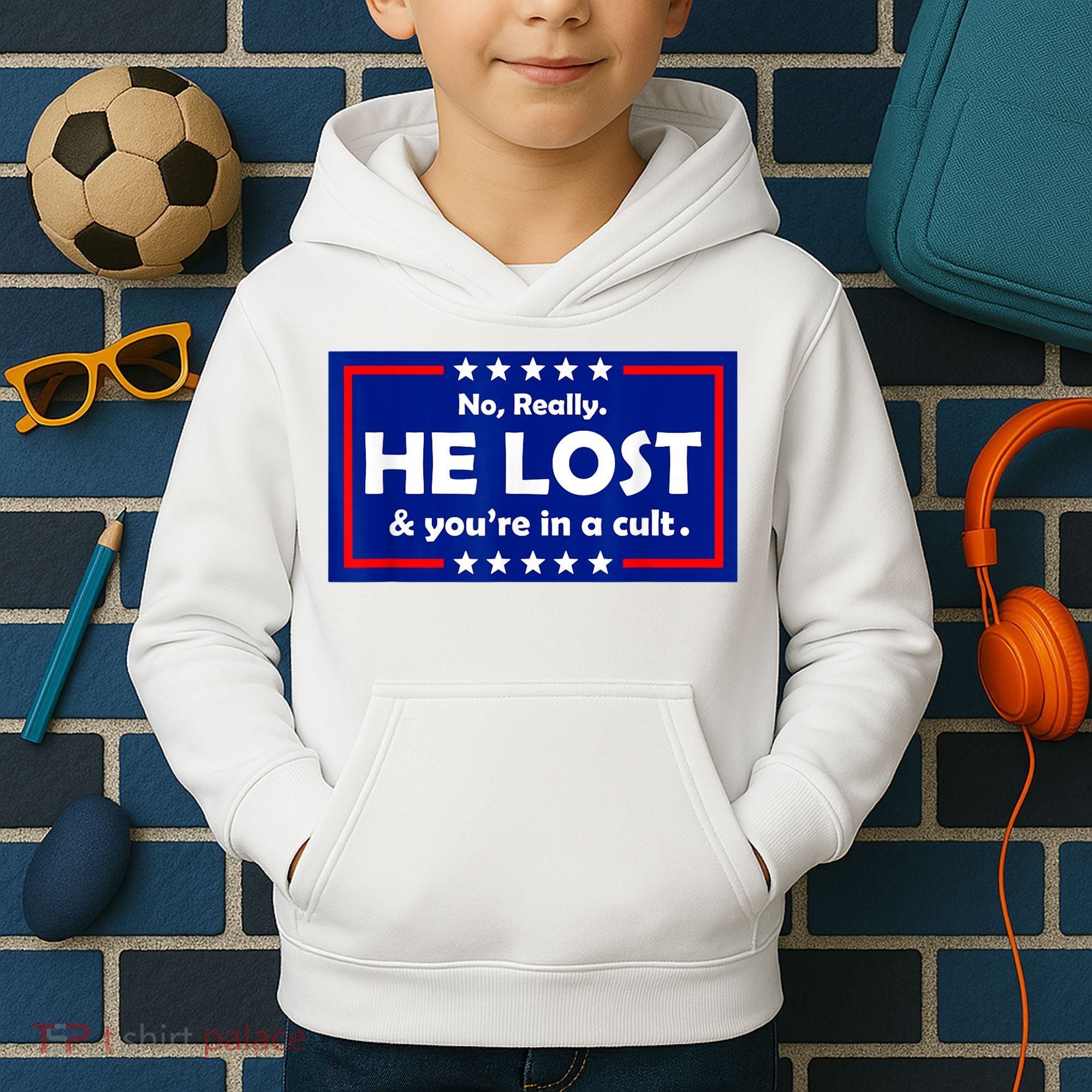 No Really He Lost & You're In A Cult Kids Hoodie