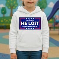 No Really He Lost & You're In A Cult Kids Hoodie thumb 3