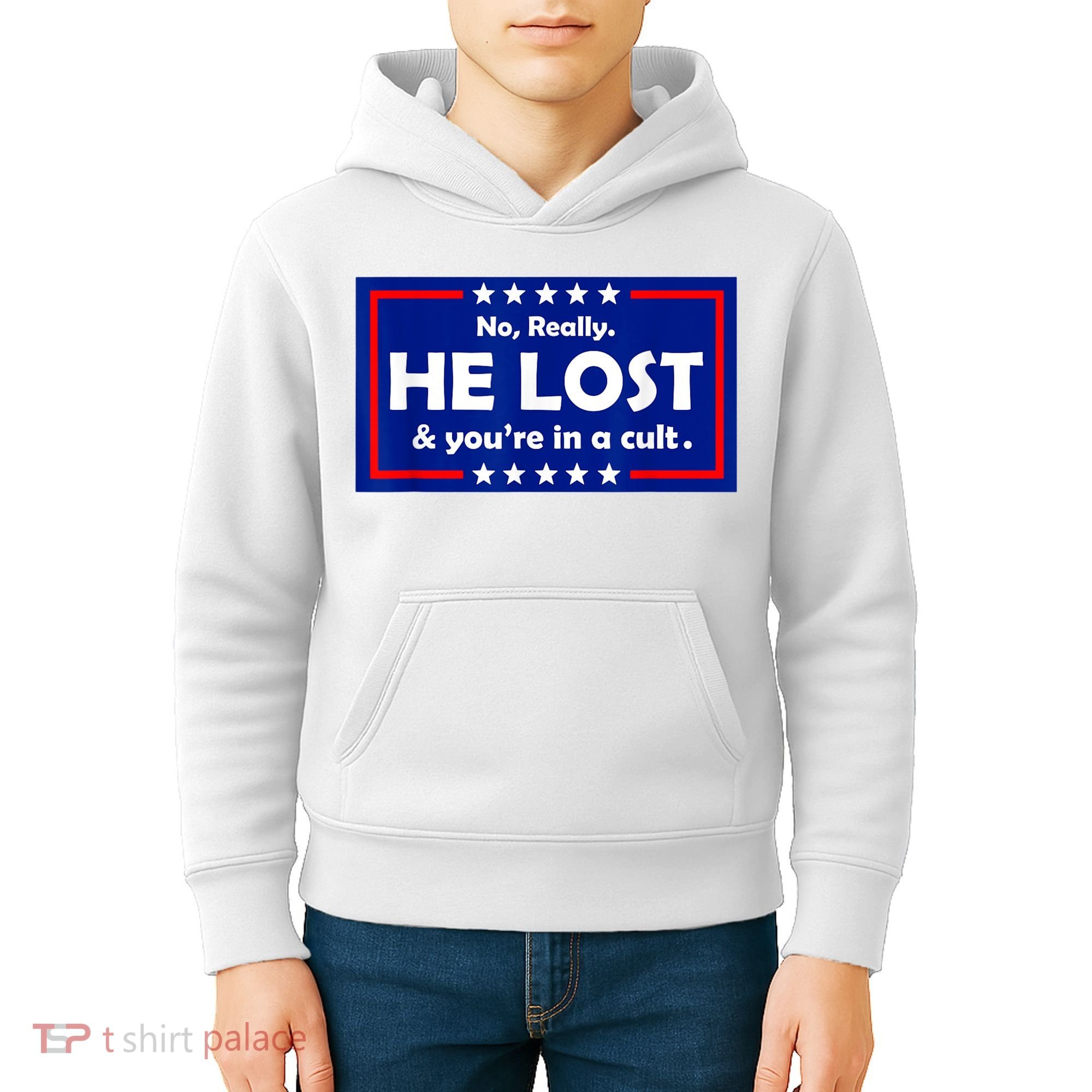 No Really He Lost & You're In A Cult Kids Hoodie