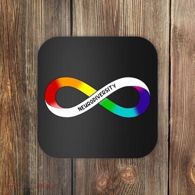 Neurodiversity Rainbow Infinity Symbol Coaster