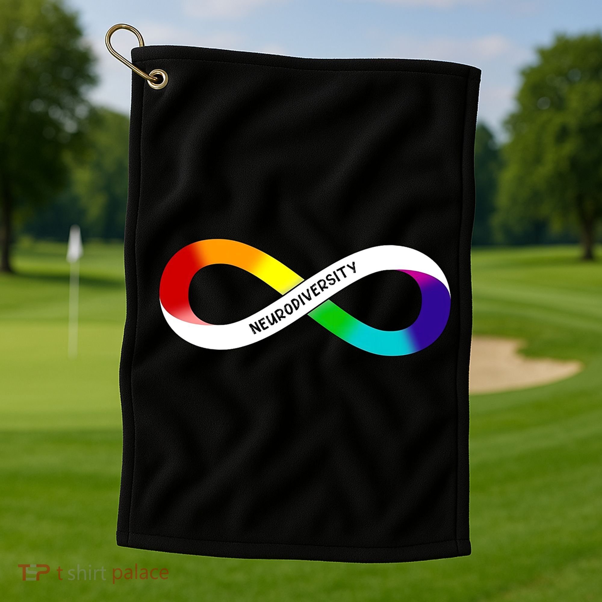 Neurodiversity Rainbow Infinity Symbol Golf Towel