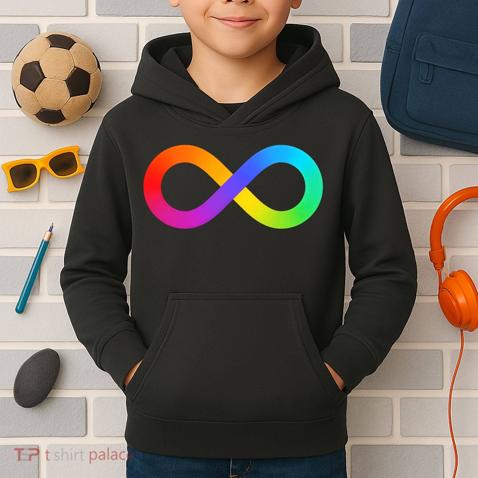Neurodiversity Rainbow Infinity Autism Kids Hoodie